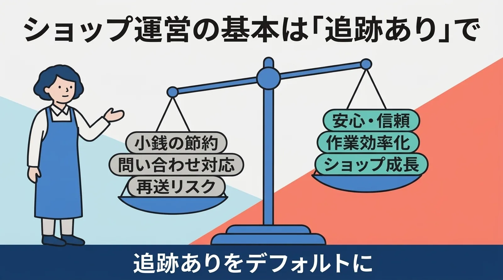 ショップ運営の基本は「追跡あり」。小銭の節約・問い合わせ対応・再送リスクより、安心・信頼・作業効率化・ショップ成長が上回る