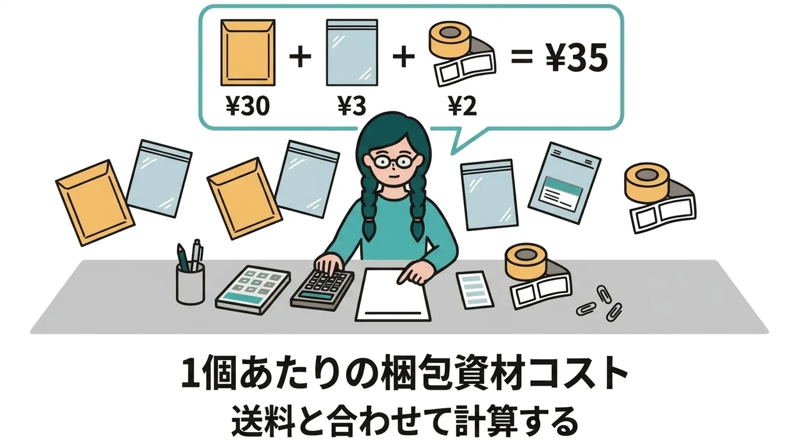 クッション封筒は薄型・軽量商品向き、ダンボール箱は立体物・割れ物向き。商品の形状で使い分ける