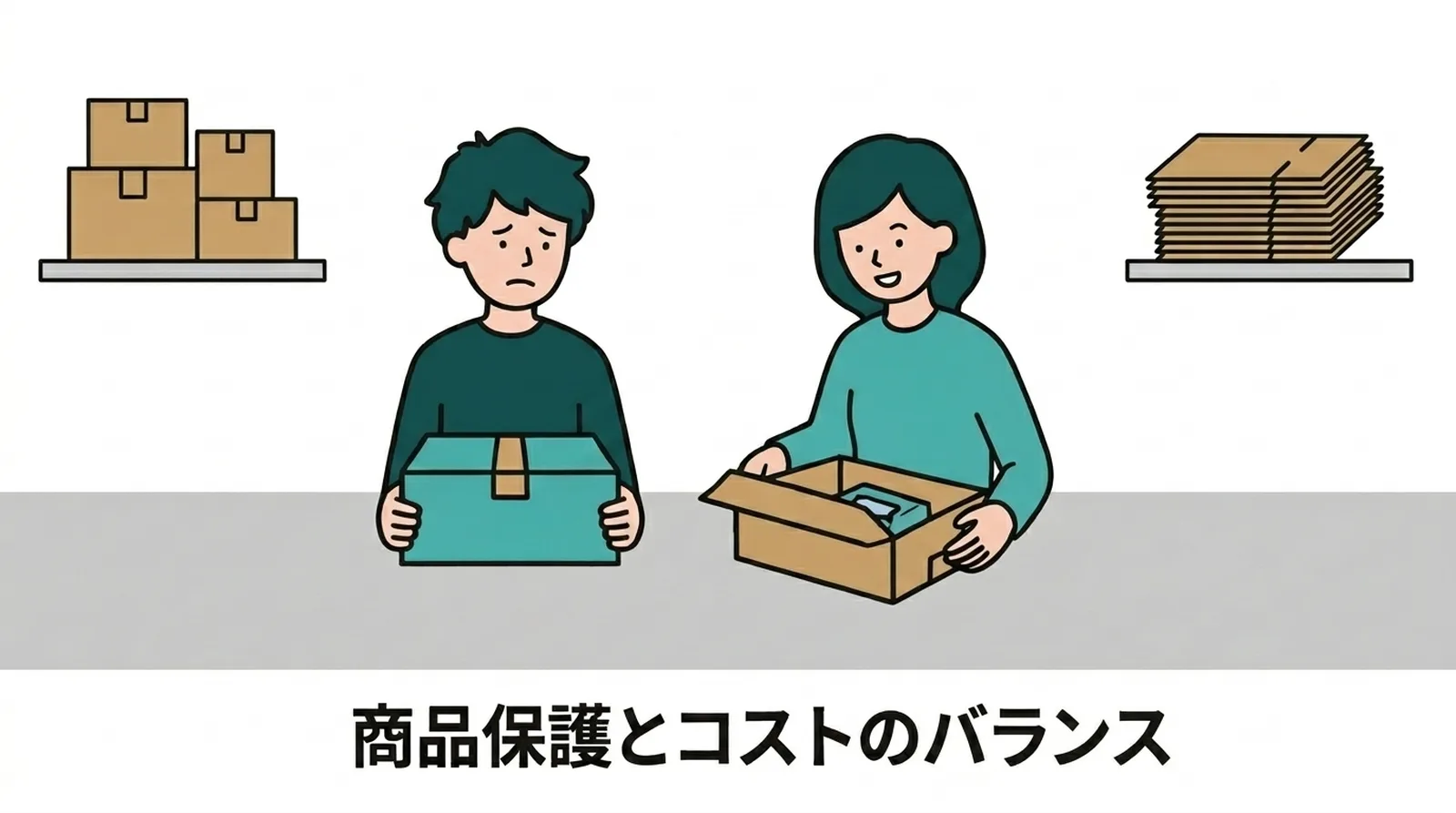 商品保護とコストのバランス。過剰な梱包材を使わず、商品に合った適切な保護を選ぶ