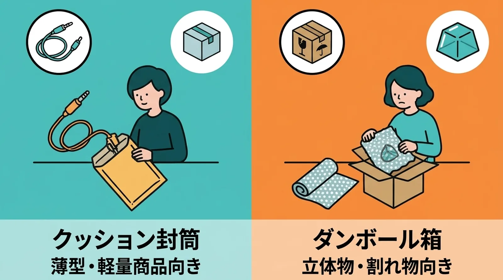 1個あたりの梱包資材コスト。封筒30円＋OPP袋3円＋テープ2円＝35円。送料と合わせて計算する