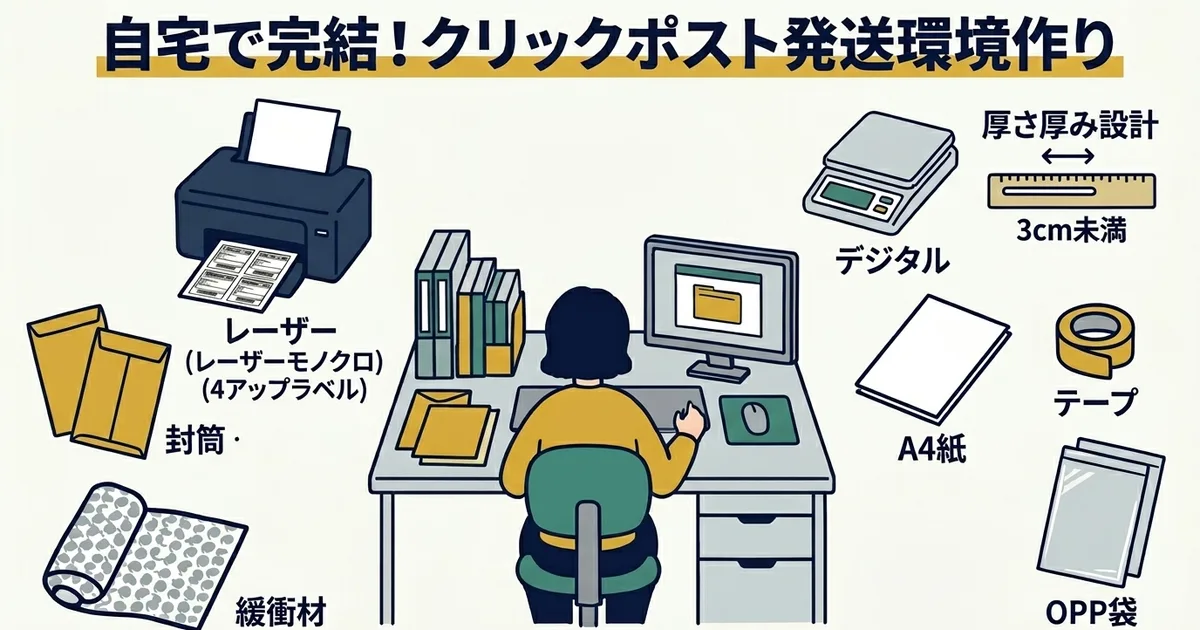 自宅の作業スペースで発送まで完結させる環境づくり｜プリンター・用紙・秤・梱包資材
