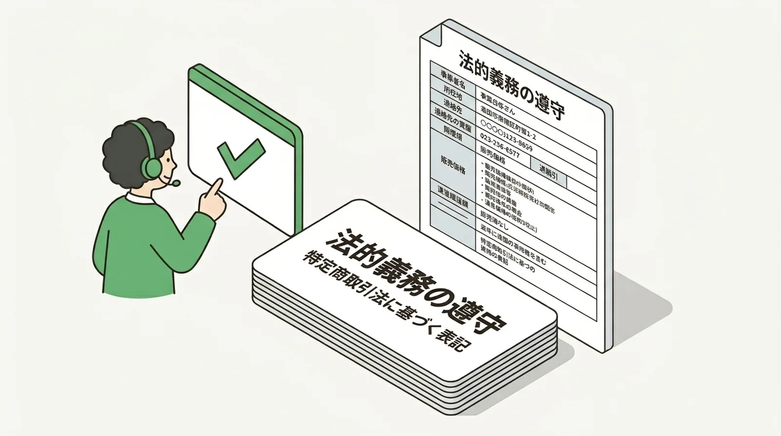 法的義務の遵守。特定商取引法に基づく表記を正しく設置する