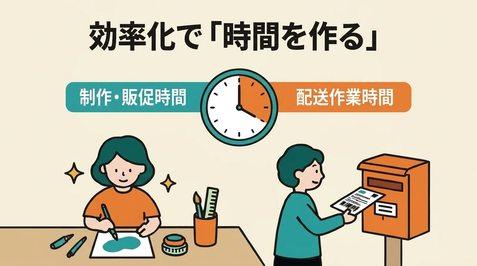 実際の運用ワークフロー。1.CSVエクスポート（受注）→2.クリックポスト支払い→3.ラベル読み込み＆反映